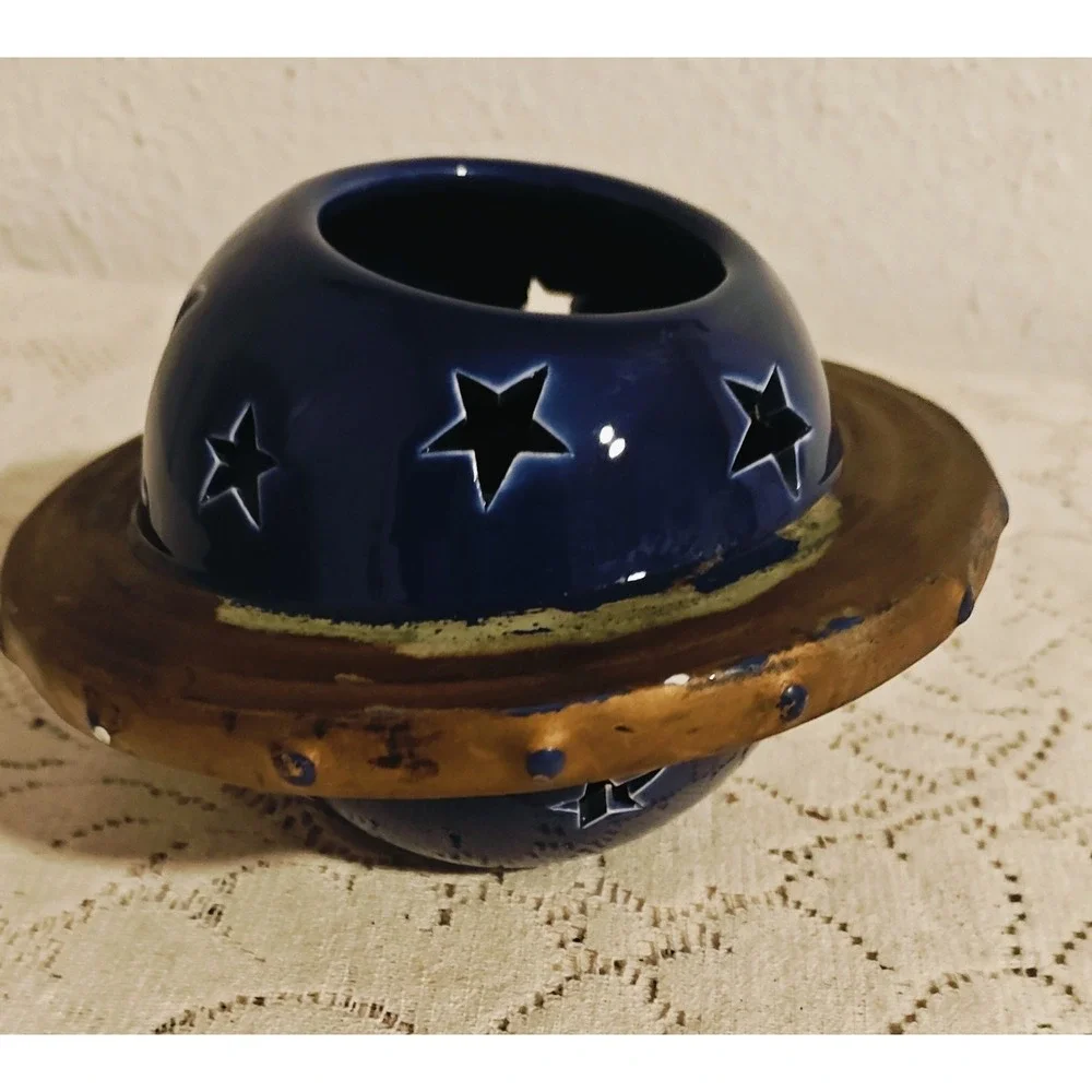 Vintage Ceramic Celestial Lantern Candle Holder Projector